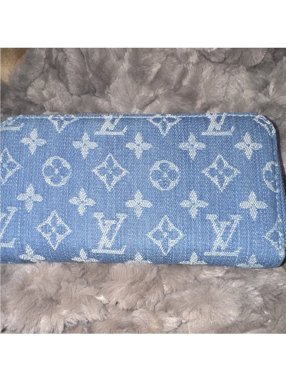 Blue Canvas Wallet with Gold Hardware